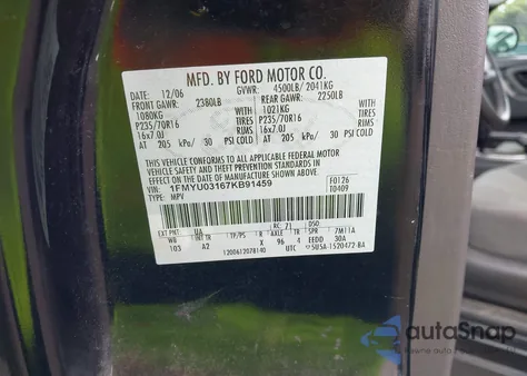 2007 Ford Escape Xlt/Xlt Sport из США, поврежденный, VIN 1FMYU03167KB91459